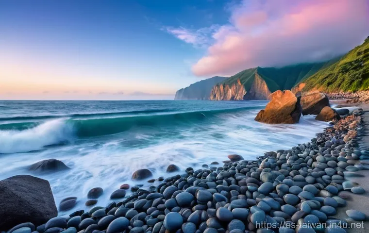 대만 해안 관광지 추천 - **East Coast Serenity: Qingshui Cliffs and Qixingtan Beach**
    A wide-angle, panoramic shot of Tai...
