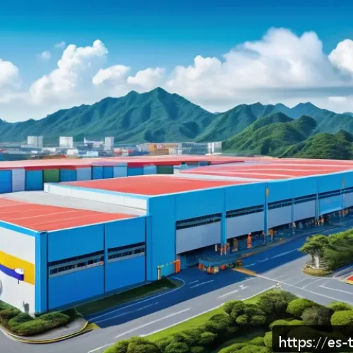 대만과 중국 대륙의 갈등 - A detailed digital illustration of a bustling semiconductor manufacturing facility in Taiwan, showca...